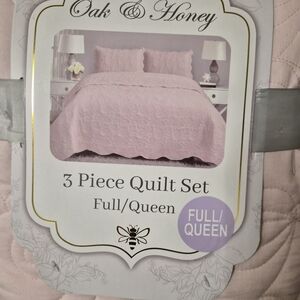 Pink 3 Piece Quilt Set - Full/Queen